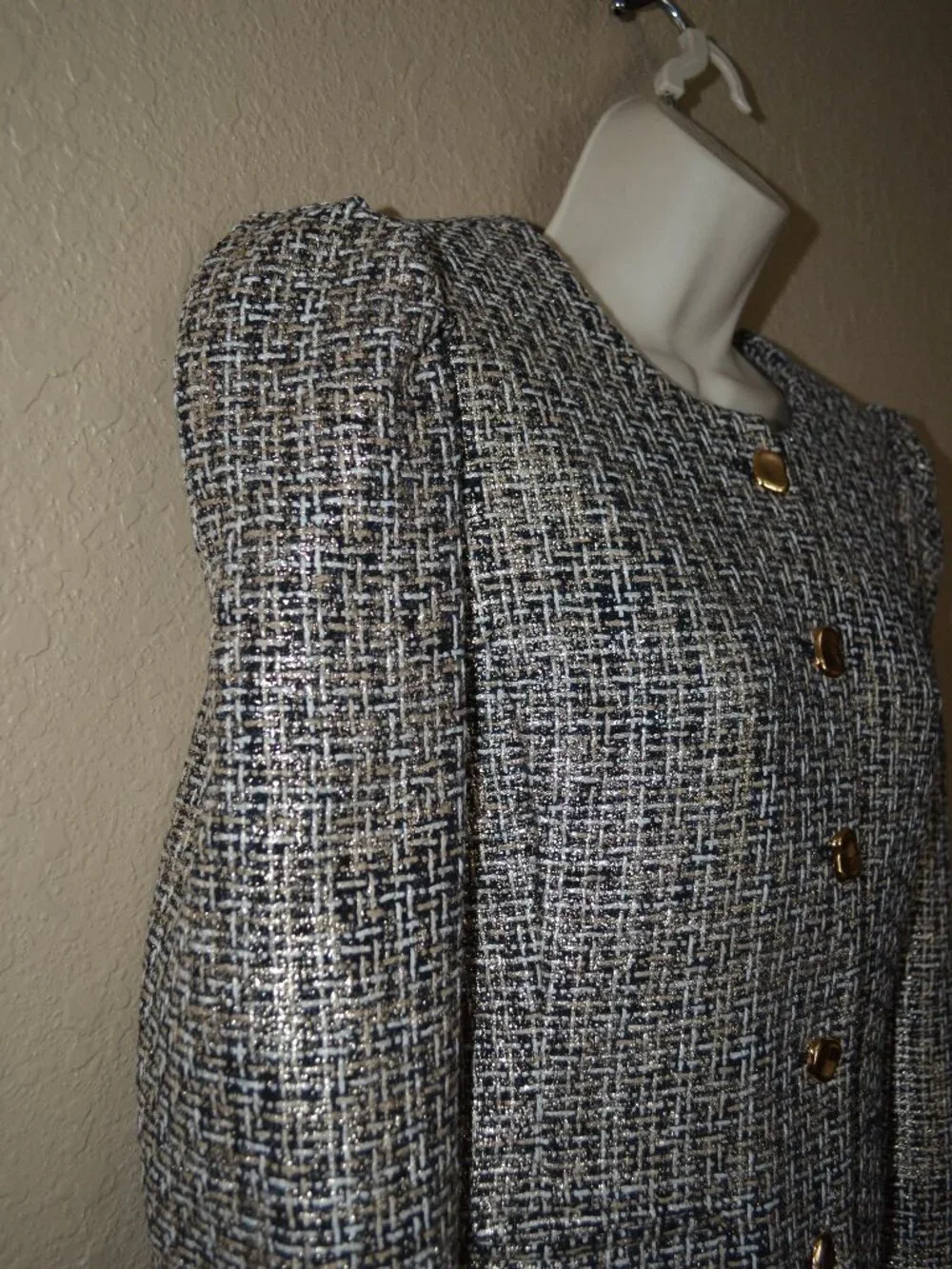 NWT $478 Sz S Generation Love Charlotte Gold Black Tweed Jacket Blazer - Picture 4 of 9
